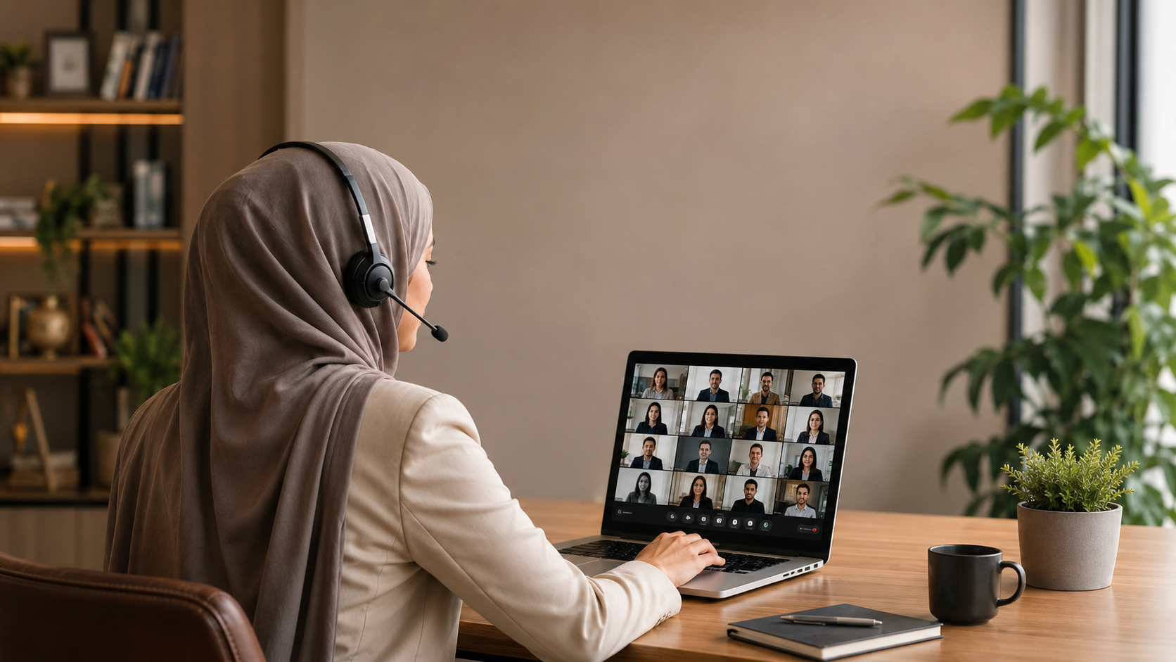 IKIGAI Zoom host leading an online event from a laptop